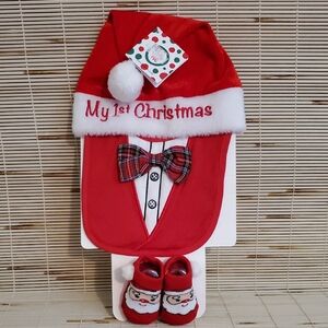 Little Me Up To 12m Boy Red Baby Christmas Outfit Set